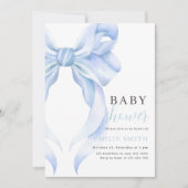 Faire-part de Baby Shower Blue Bow, Blue Coquette (Devant)