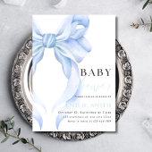 Faire-part de Baby Shower Blue Bow, Blue Coquette