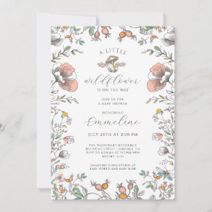 Faire-part de Baby Shower Bohème Fille Fleur Sauva
