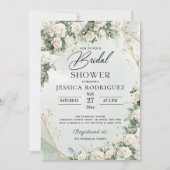 Faire-part de Baby Shower Bohème Roses Blanches Ve (Devant)