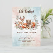 Faire-part de Baby Shower Boho Animaux de la Forêt (Debout devant)