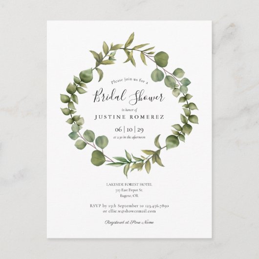 Faire-part de Baby Shower Bois de Eucalyptus (Devant)