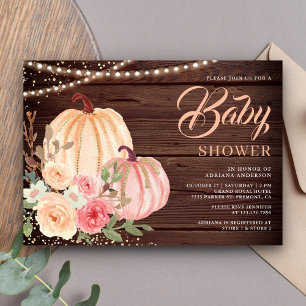 Faire-part de Baby Shower Bois de Grange Fleur Flo