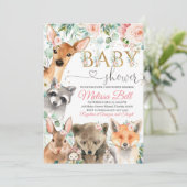 Faire-part de Baby Shower Bois et Forêt Fille, Our (Debout devant)