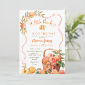 Faire-part de Baby Shower Bow Coquette Peach (Debout devant)