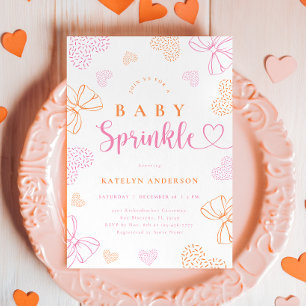 Faire-part de Baby Shower Bows and Hearts Sprinkle