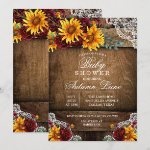 Faire-part de Baby Shower Broderie Tournesol Bourg