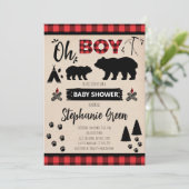 Faire-part de Baby Shower Bûcheron (Debout devant)