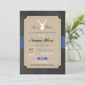 Faire-part de Baby Shower Burlap Garçon Rustique A (Debout devant)