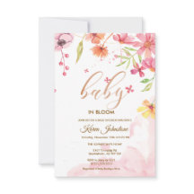 Faire-Part de Baby Shower Cadre de Fleur Sauvage N