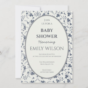 Faire-part de Baby Shower Cadre Ovale Botanique
