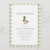Faire-part de Baby Shower Canard Colvert Gingham V (Devant)