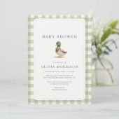 Faire-part de Baby Shower Canard Colvert Gingham V (Debout devant)