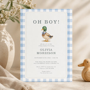 Faire-part de Baby Shower Canard Colvert Oh Boy Bl