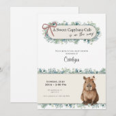 Faire-part de Baby Shower Capybara • Thème de Verd (Devant / Derrière)