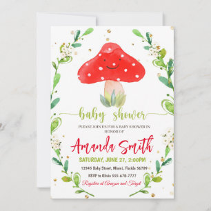 Faire-part de Baby Shower Champignon, invitations 