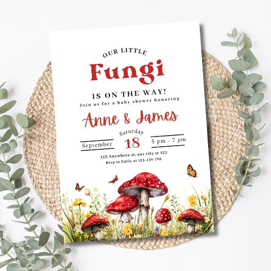 Faire-part de Baby Shower Champignon, Petits Champ