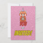 Faire-part de Baby Shower Charming Red Panda (Dos)