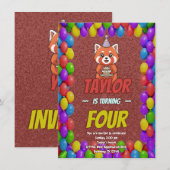 Faire-part de Baby Shower Charming Red Panda (Devant / Derrière)