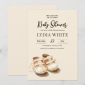 Faire-part de Baby Shower Chaussons Bébé, Invitati (Devant / Derrière)