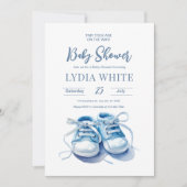 Faire-part de Baby Shower Chaussures Bébé, Bébé Ga (Devant)