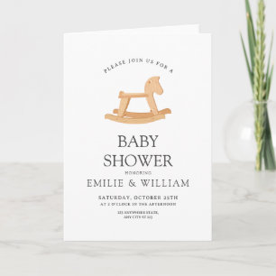 Faire-part de Baby Shower Cheval à Bascule, Minima