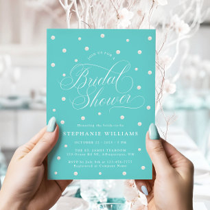 Faire-part de Baby Shower Chic Bleu Turquoise