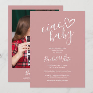 Faire-part de Baby Shower Ciao avec poussiéreux ro