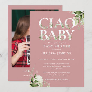 Faire-part de Baby Shower Ciao Baby Greenery Photo