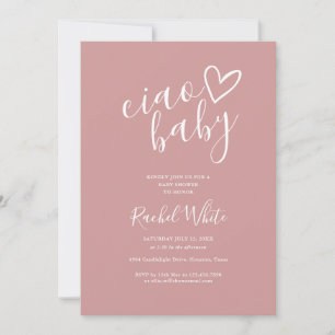 Faire-part de Baby Shower Ciao Baby Rose Poussiére