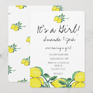 Faire-part de Baby Shower Citron Aquarelle Rustiqu