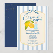 Faire-part de Baby Shower Citron Jaune Bleu Italie (Devant / Derrière)