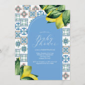 Faire-part de Baby Shower Citron Jaune et Bleu (Devant / Derrière)