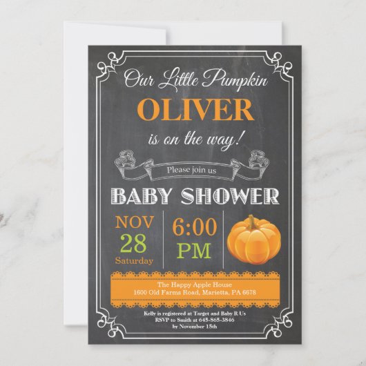 Faire-part de Baby Shower Citrouille (Devant)