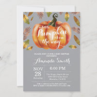 Faire-part de Baby Shower Citrouille Automne Gris