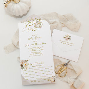Faire-part de Baby Shower Citrouille avec Carte de