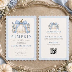 Faire-part de Baby Shower Citrouille Bleue Tout en