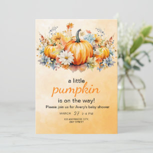 Faire-part de Baby Shower Citrouille d'Automne, Pe