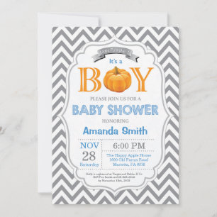 Faire-part de Baby Shower Citrouille Garçon Automn