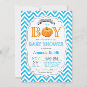Faire-part de Baby Shower Citrouille Garçon Automn