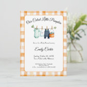 Faire-part de Baby Shower Citrouille | Gingham Per (Debout devant)