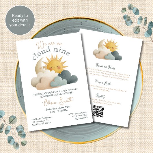 Faire-part de Baby Shower Cloud Nine Invitation Al