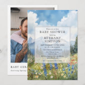 Faire-part de Baby Shower Code QR de Prairie Flora (Devant / Derrière)