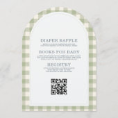 Faire-part de Baby Shower Code QR Gingham Vert Cul (Dos)