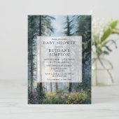 Faire-part de Baby Shower Code QR Photo de Fleurs (Debout devant)