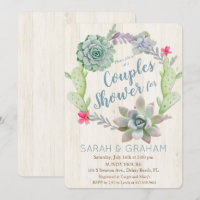 Faire-part de Baby Shower Couple Couronne de Cactu