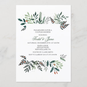 Faire-part de Baby Shower Couple Couronne d'Hiver