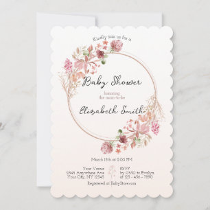 Faire-part de Baby Shower Couronne de Fleurs Sauva