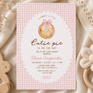Faire-part de Baby Shower « Cutie Pie » à carreaux