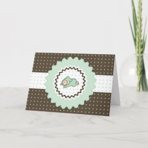 Faire-part de baby shower Cutietoots, vert et marr